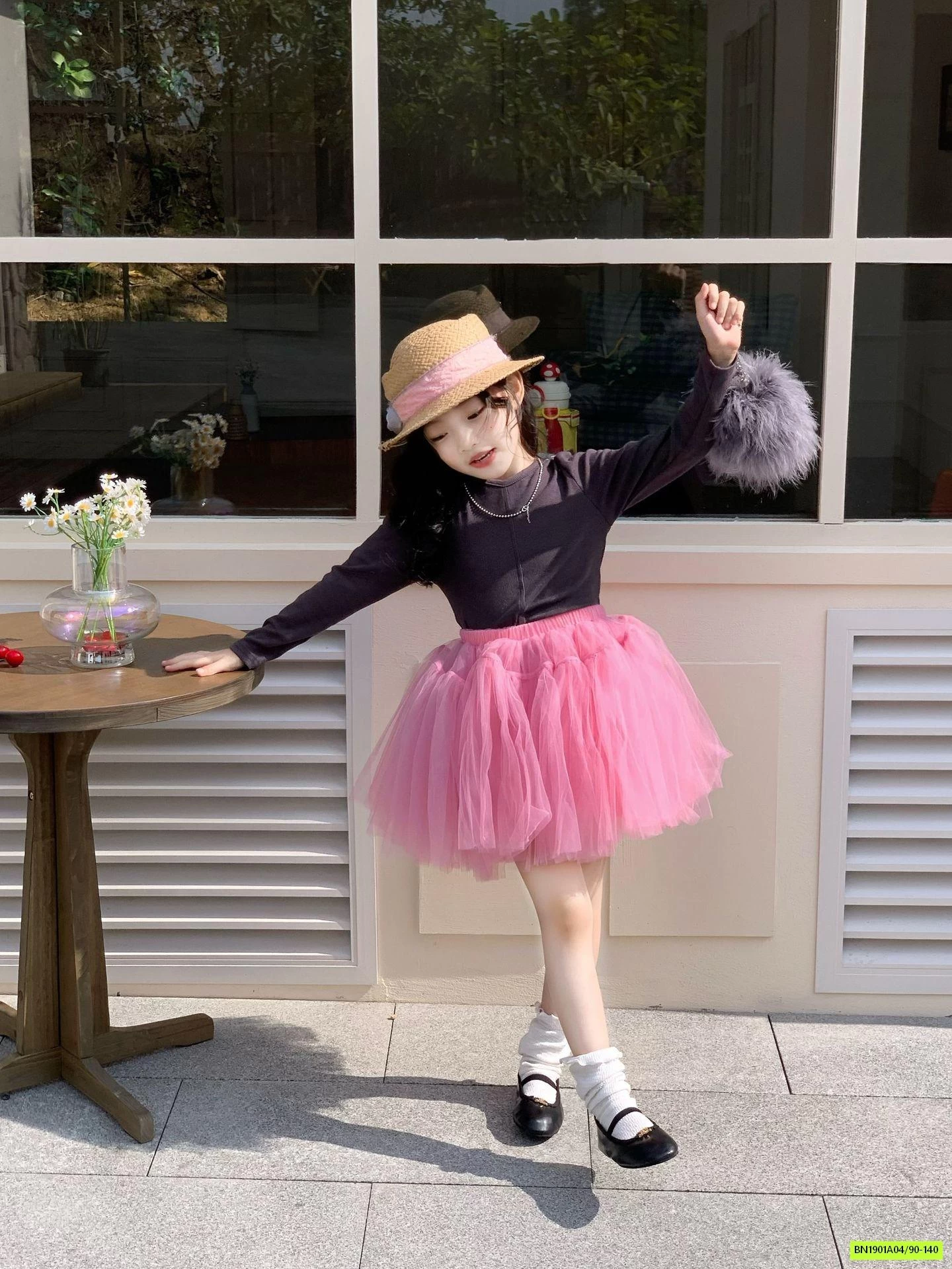 ÁO THUN LƯỚI MIX CV TUTU HỒNG