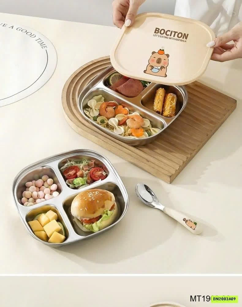 KHAY CƠM INOX CHO BÉ KÈM NẮP