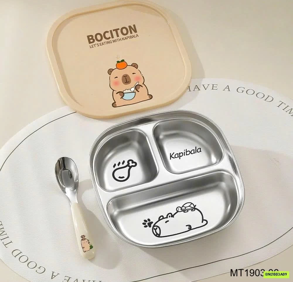 KHAY CƠM INOX CHO BÉ KÈM NẮP