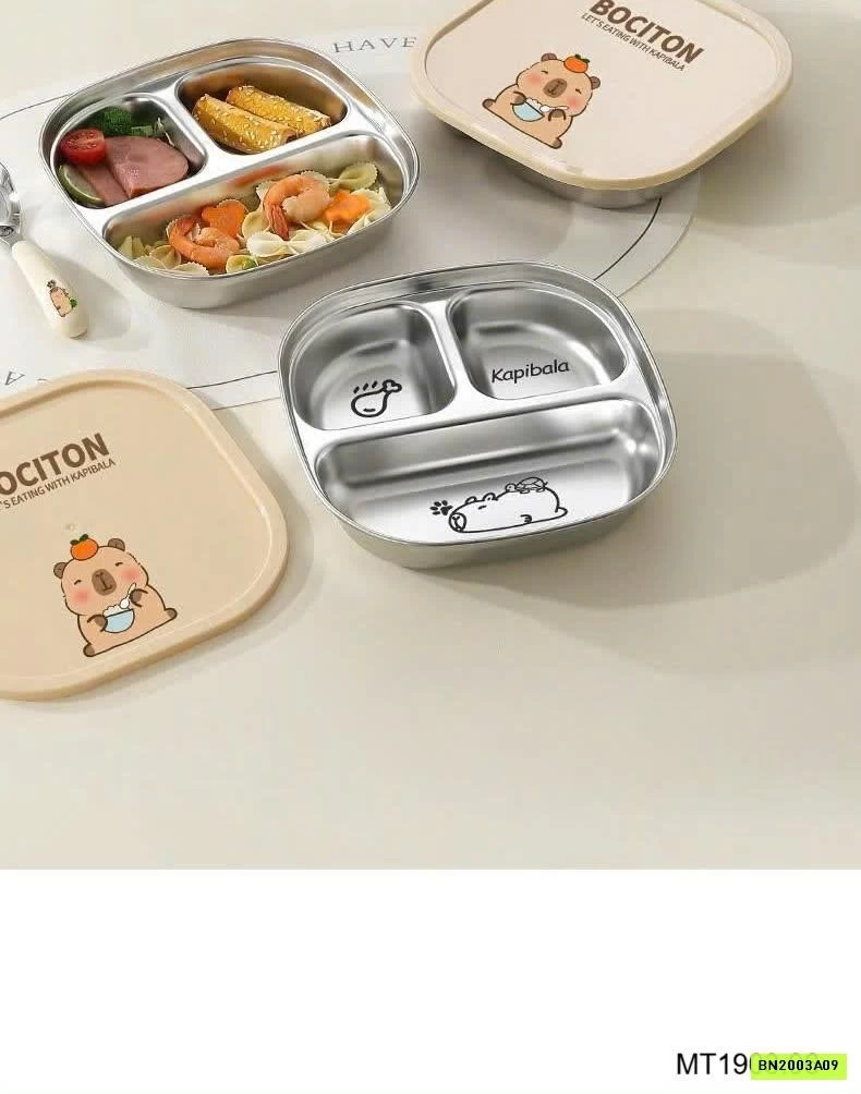 KHAY CƠM INOX CHO BÉ KÈM NẮP