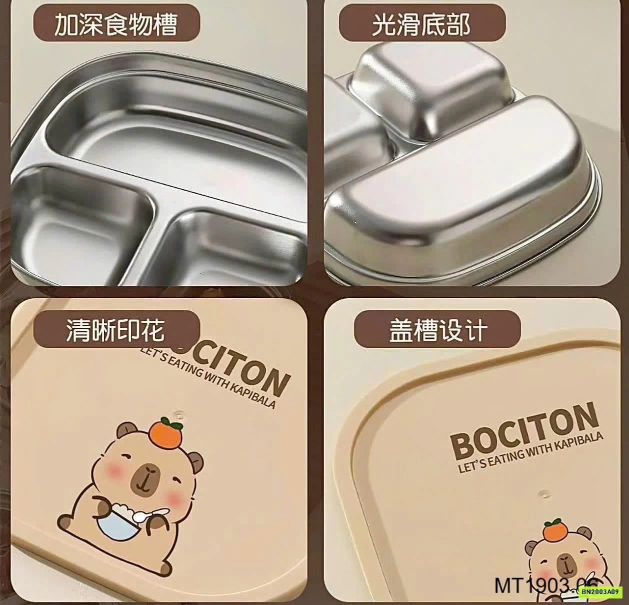 KHAY CƠM INOX CHO BÉ KÈM NẮP