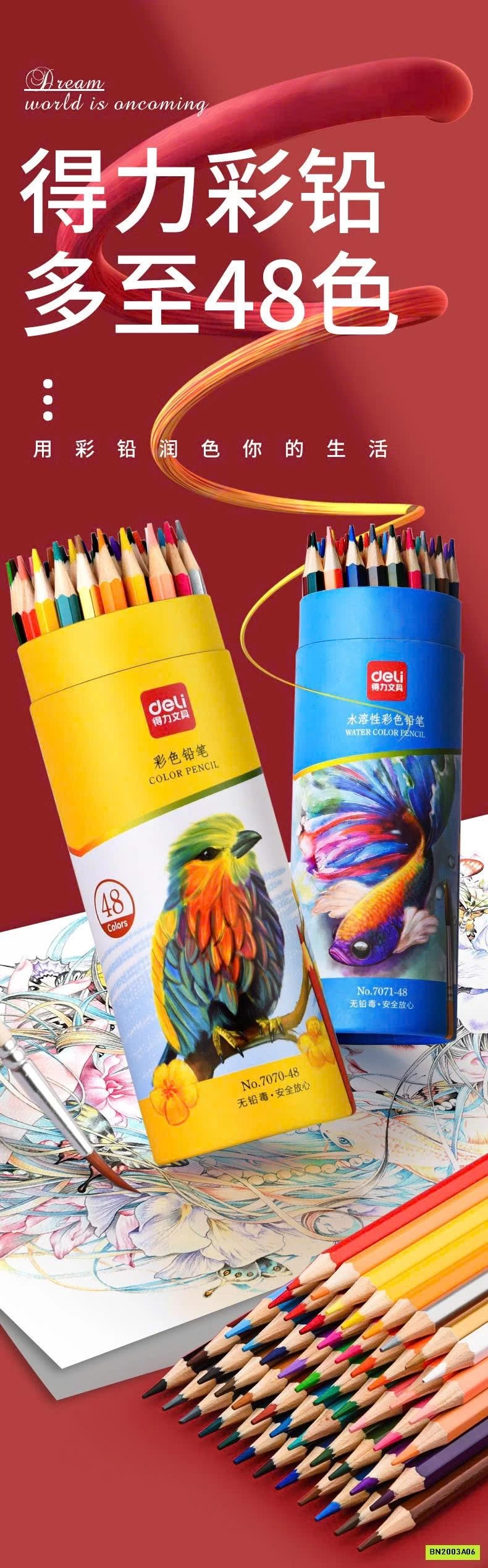 BÚT CHÌ MÀU DELI 48 MÀU