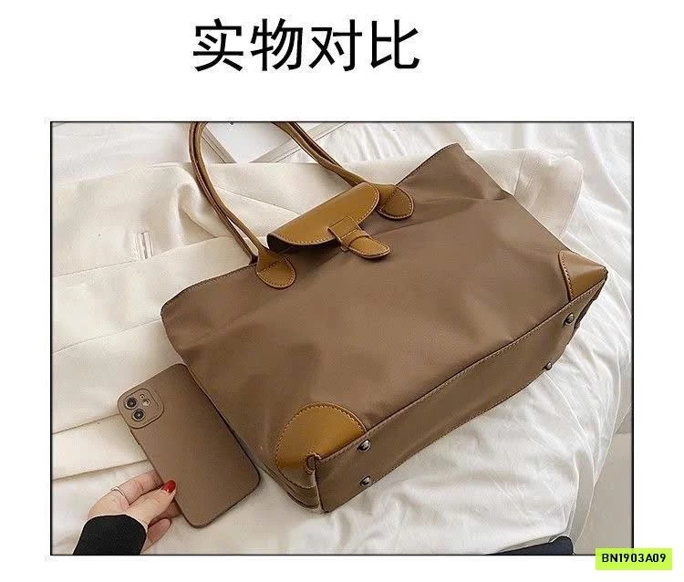 TÚI TOTE PHỐI DA KHÓA GÀI