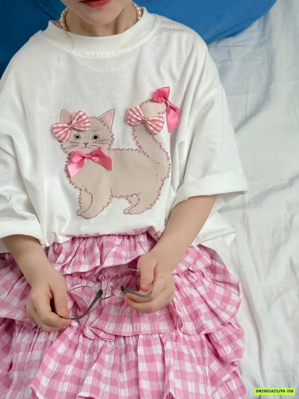 AO THUN MÈO MIX CV XẾP TẦNG DÁNG DÀI KUMAIKIDS