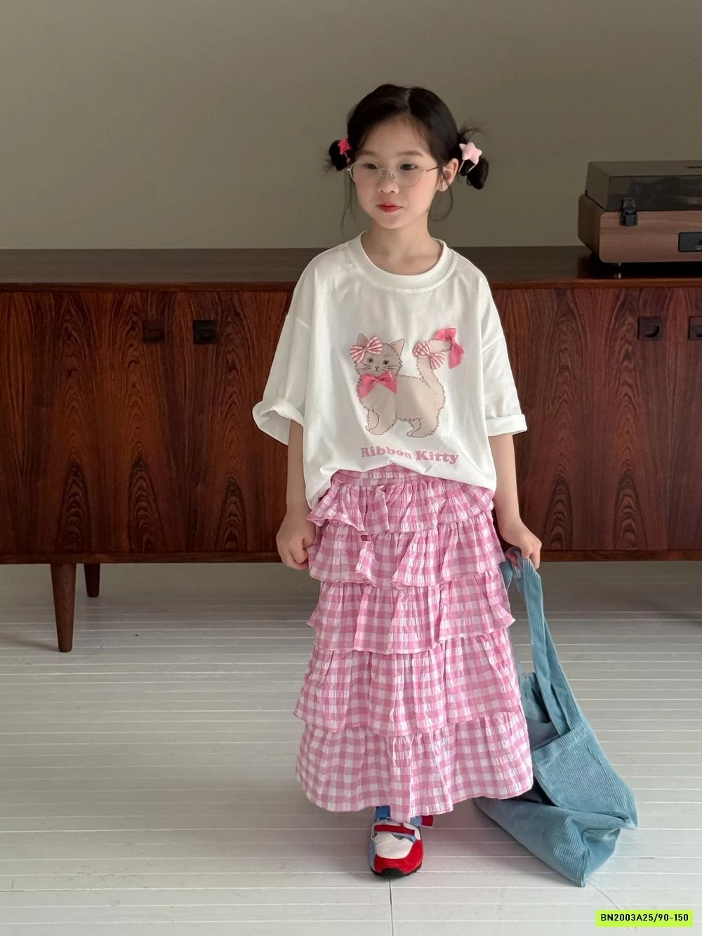 AO THUN MÈO MIX CV XẾP TẦNG DÁNG DÀI KUMAIKIDS