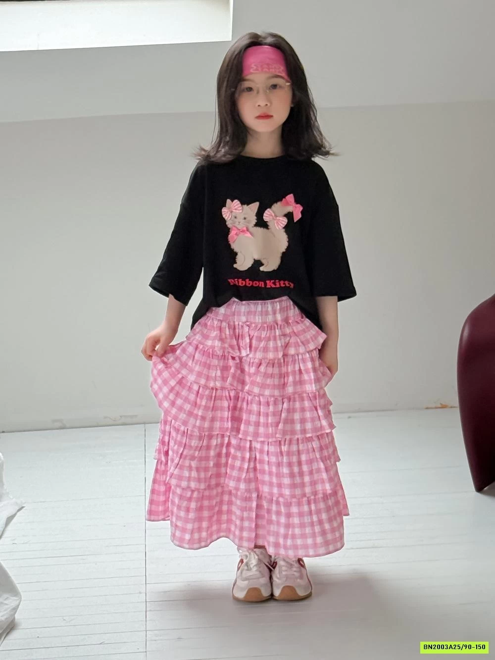 AO THUN MÈO MIX CV XẾP TẦNG DÁNG DÀI KUMAIKIDS