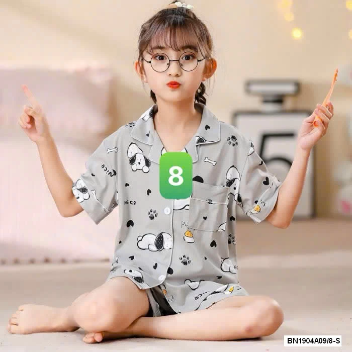 PIZAMA CỘC TAY LỤA SỮA BG