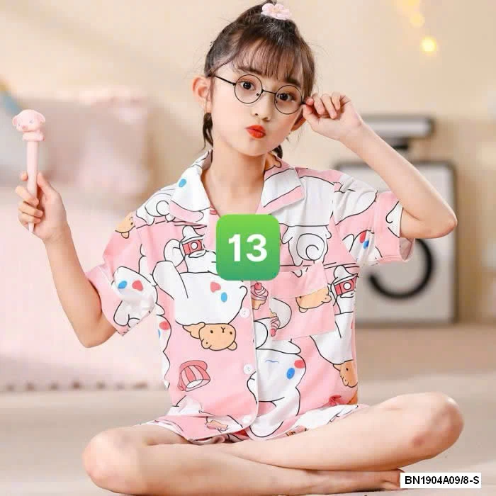 PIZAMA CỘC TAY LỤA SỮA BG