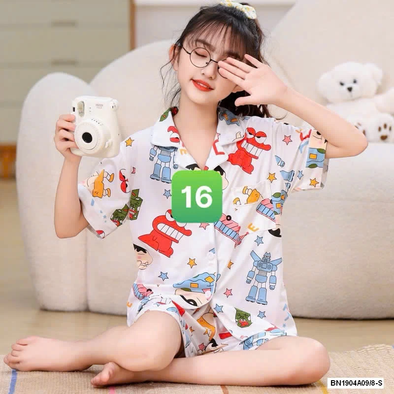 PIZAMA CỘC TAY LỤA SỮA BG