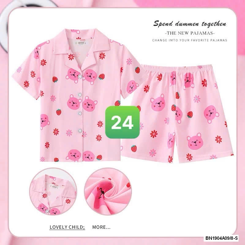 PIZAMA CỘC TAY LỤA SỮA BG