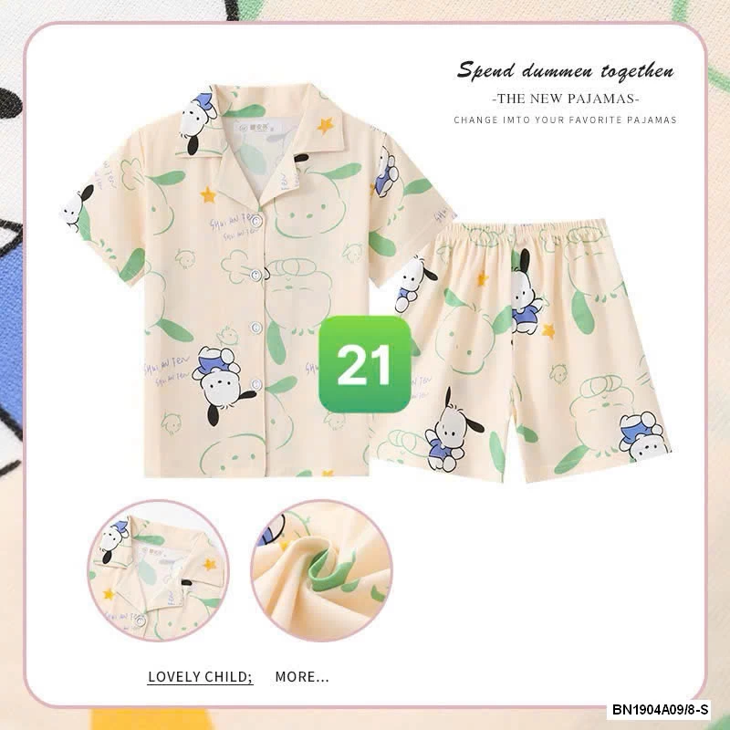 PIZAMA CỘC TAY LỤA SỮA BG