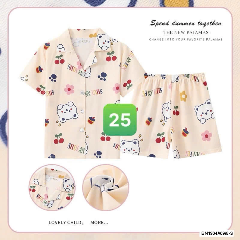 PIZAMA CỘC TAY LỤA SỮA BG