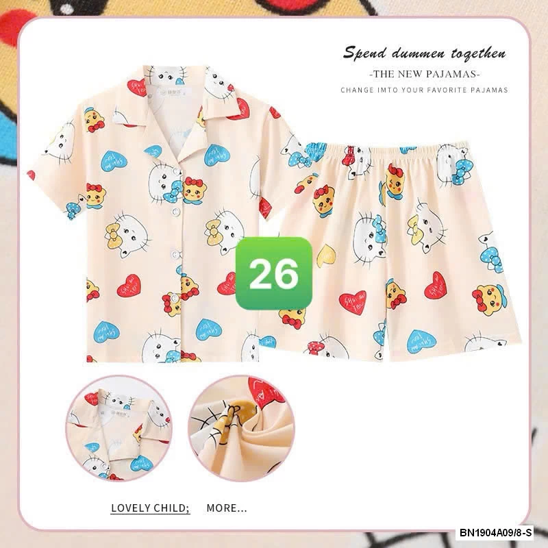 PIZAMA CỘC TAY LỤA SỮA BG
