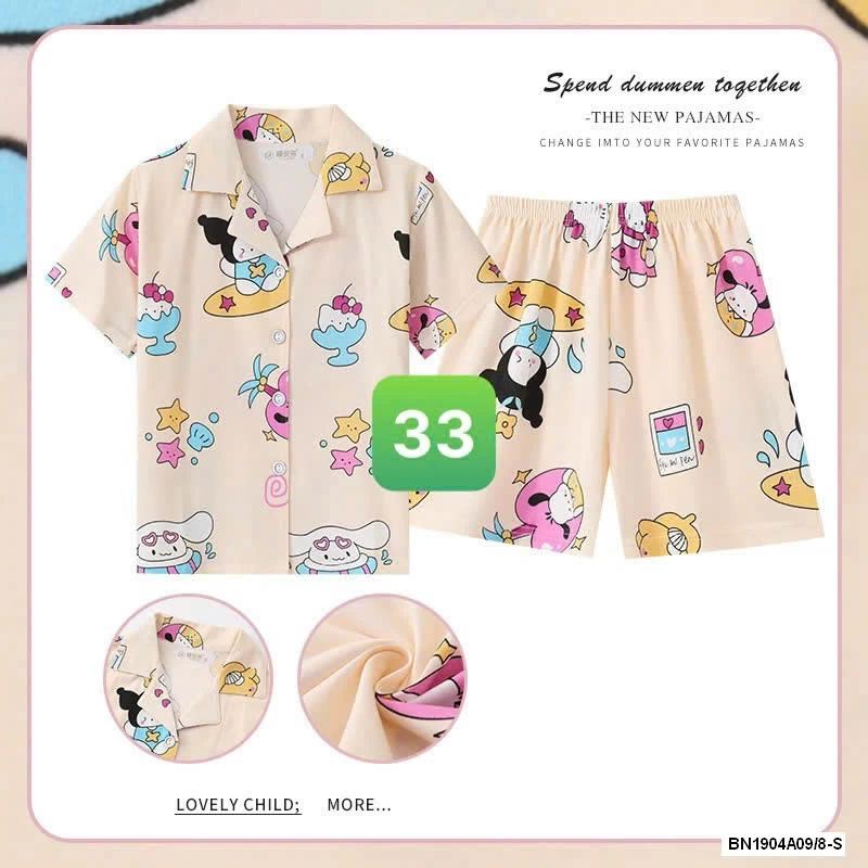 PIZAMA CỘC TAY LỤA SỮA BG