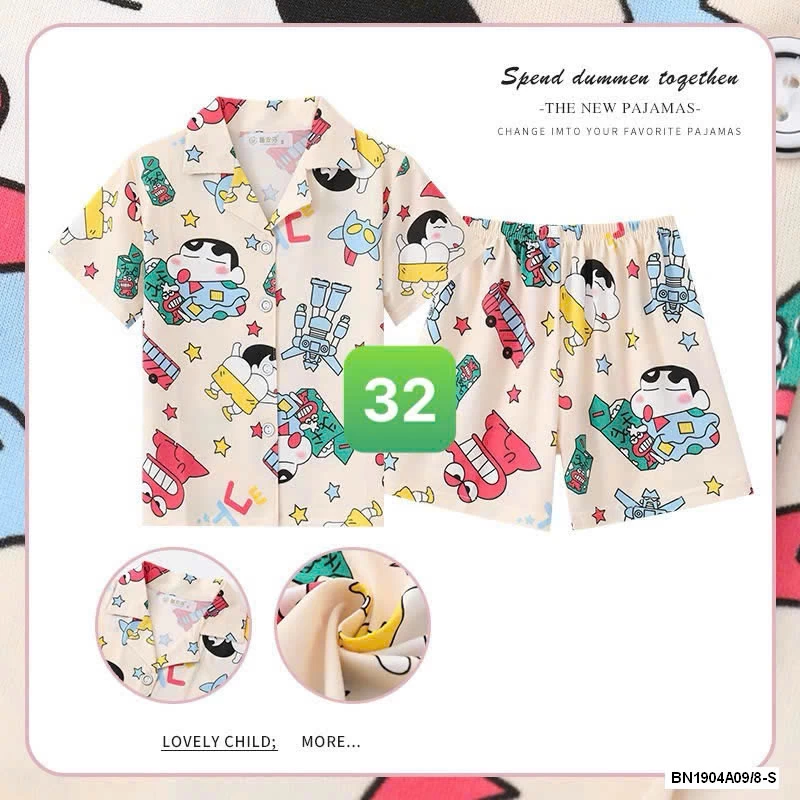 PIZAMA CỘC TAY LỤA SỮA BG