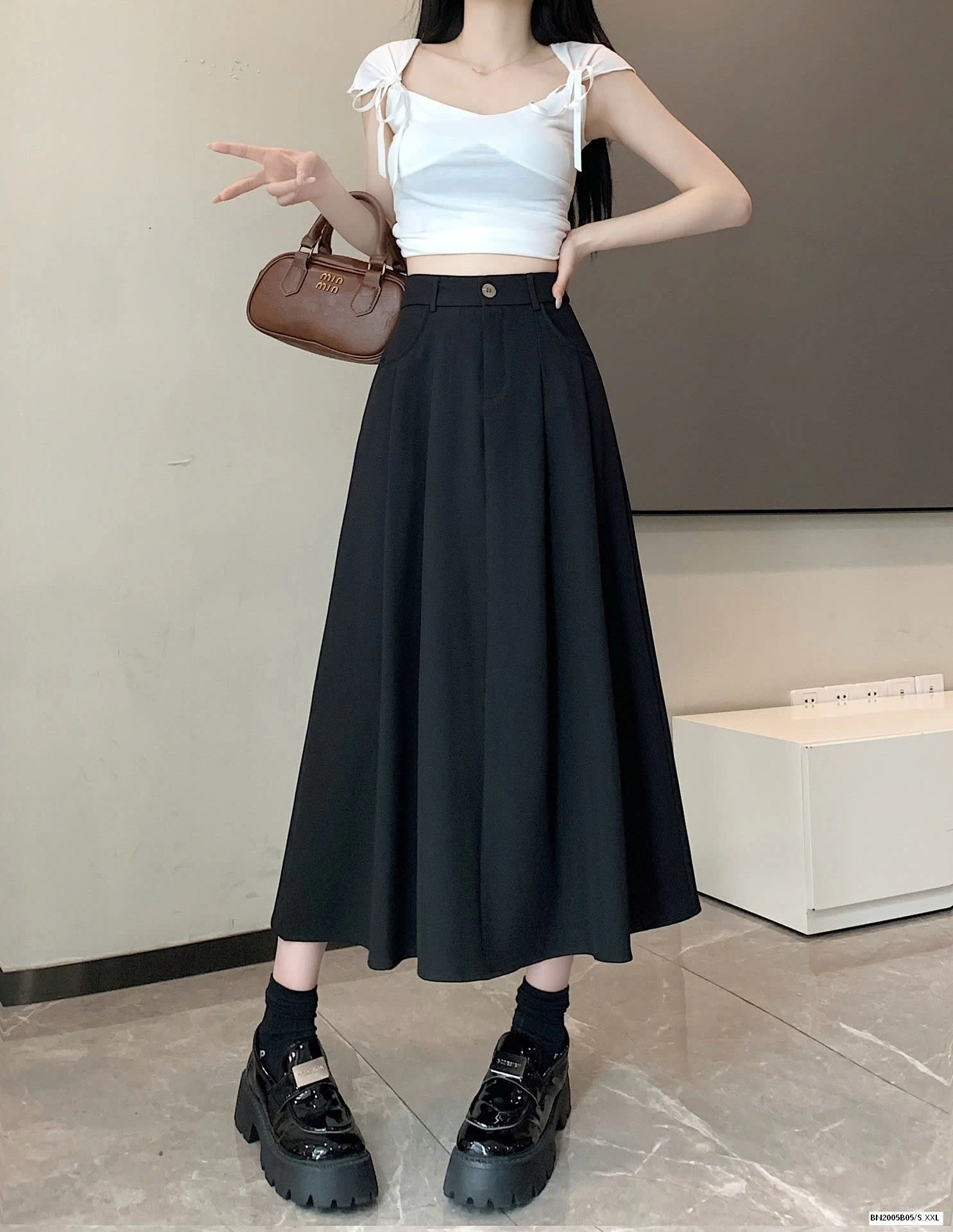 CHÂN VÁY VẢI  DÁNG DÀI NỮ