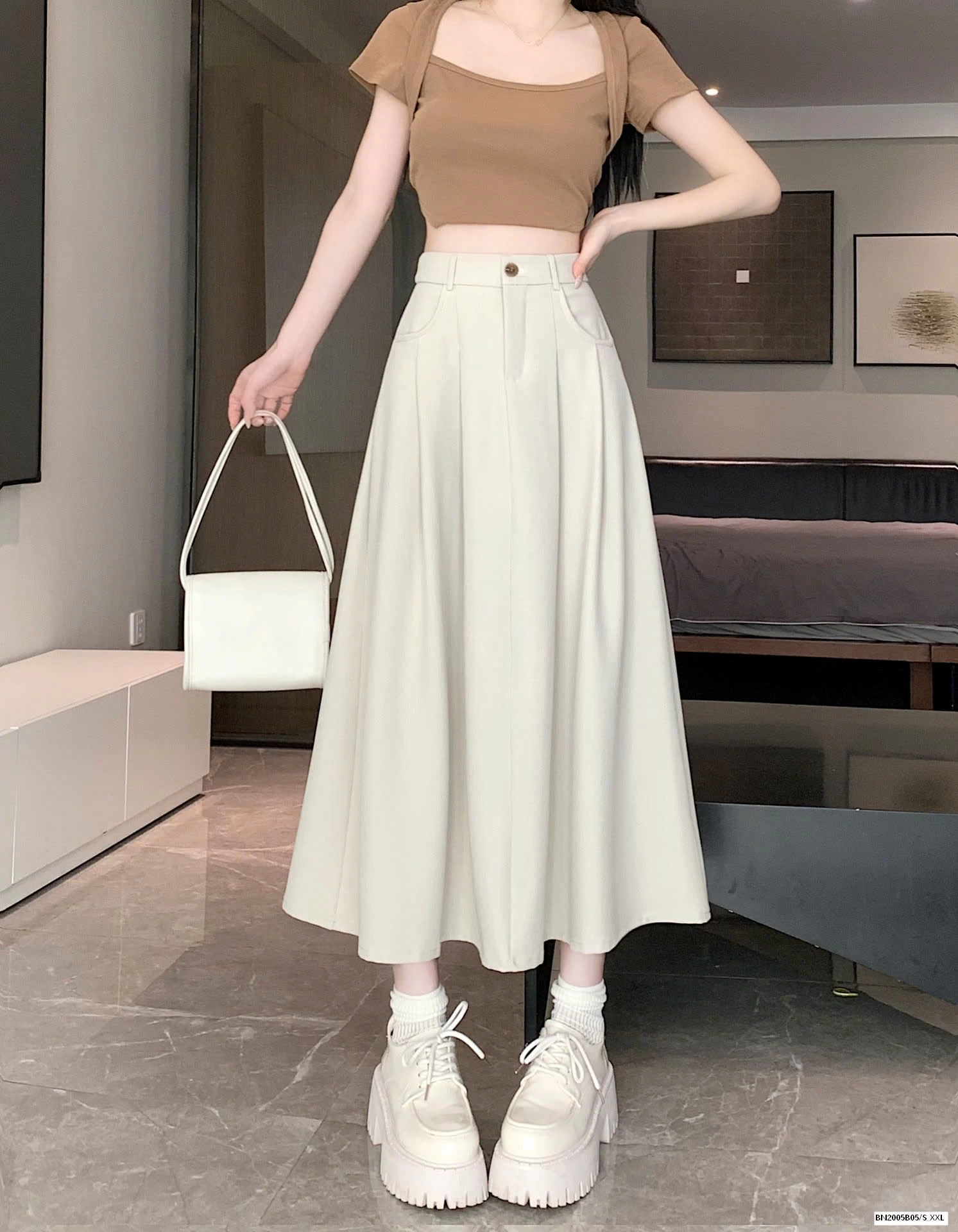 CHÂN VÁY VẢI  DÁNG DÀI NỮ