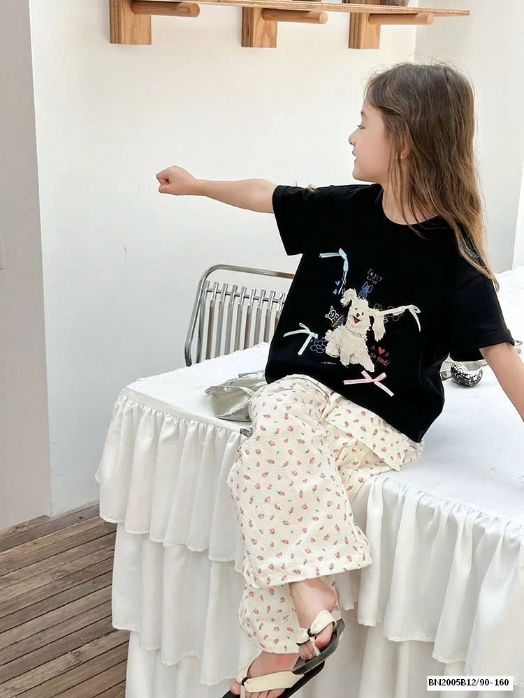 ÁO THUN CÚN ĐÍNH NƠ AMBB 24V080