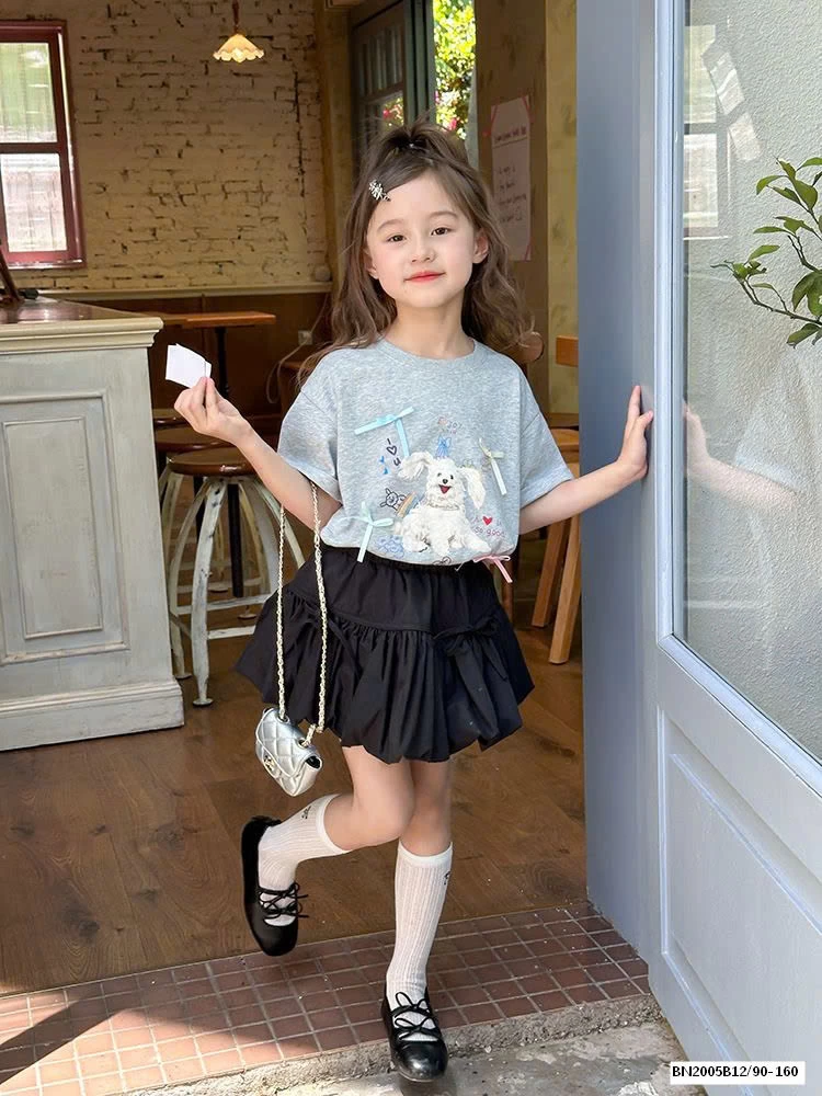 ÁO THUN CÚN ĐÍNH NƠ AMBB 24V080