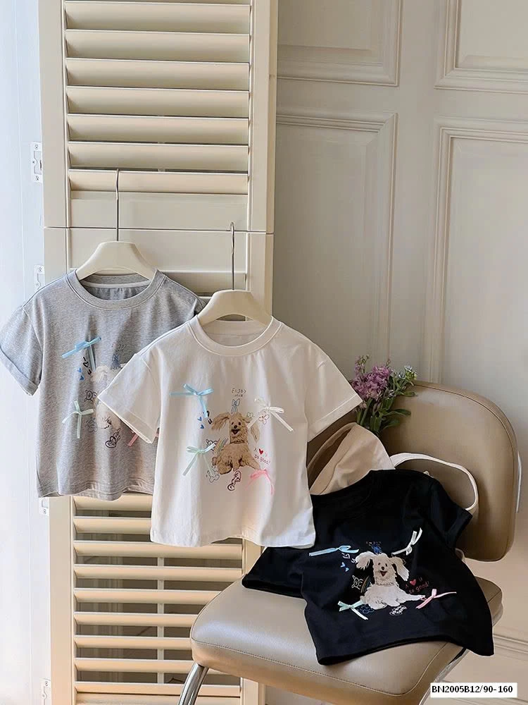 ÁO THUN CÚN ĐÍNH NƠ AMBB 24V080