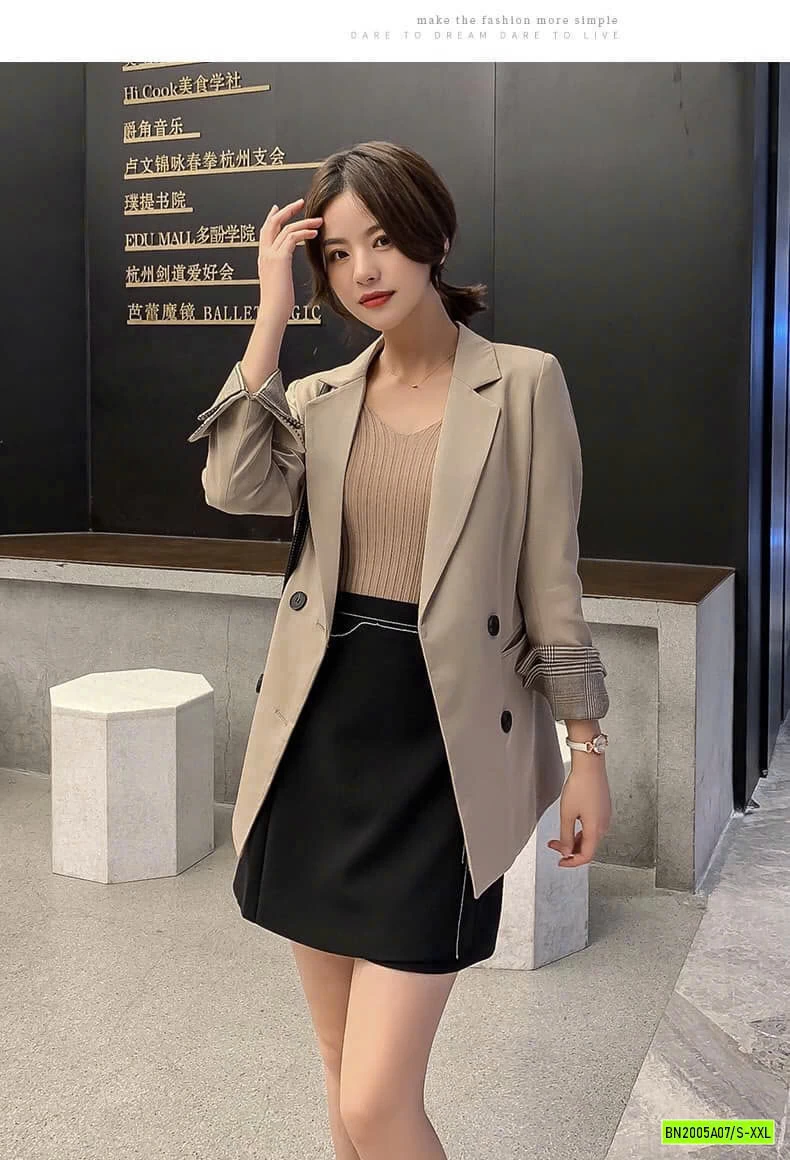 ÁO BLAZER TAY KẺ