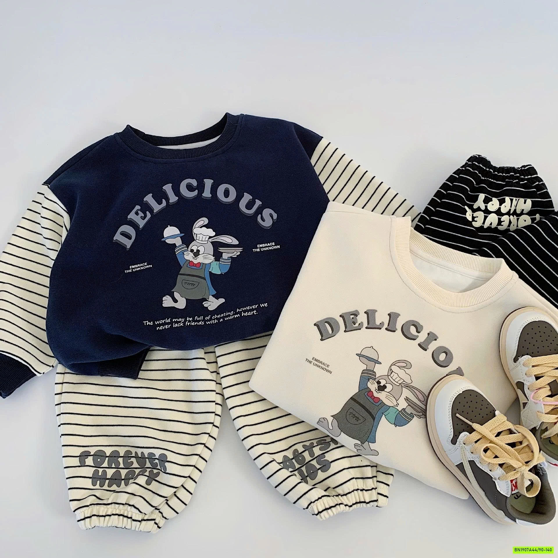 SÉT NỈ ÉP QUẦN KẺ THỎ KUTE