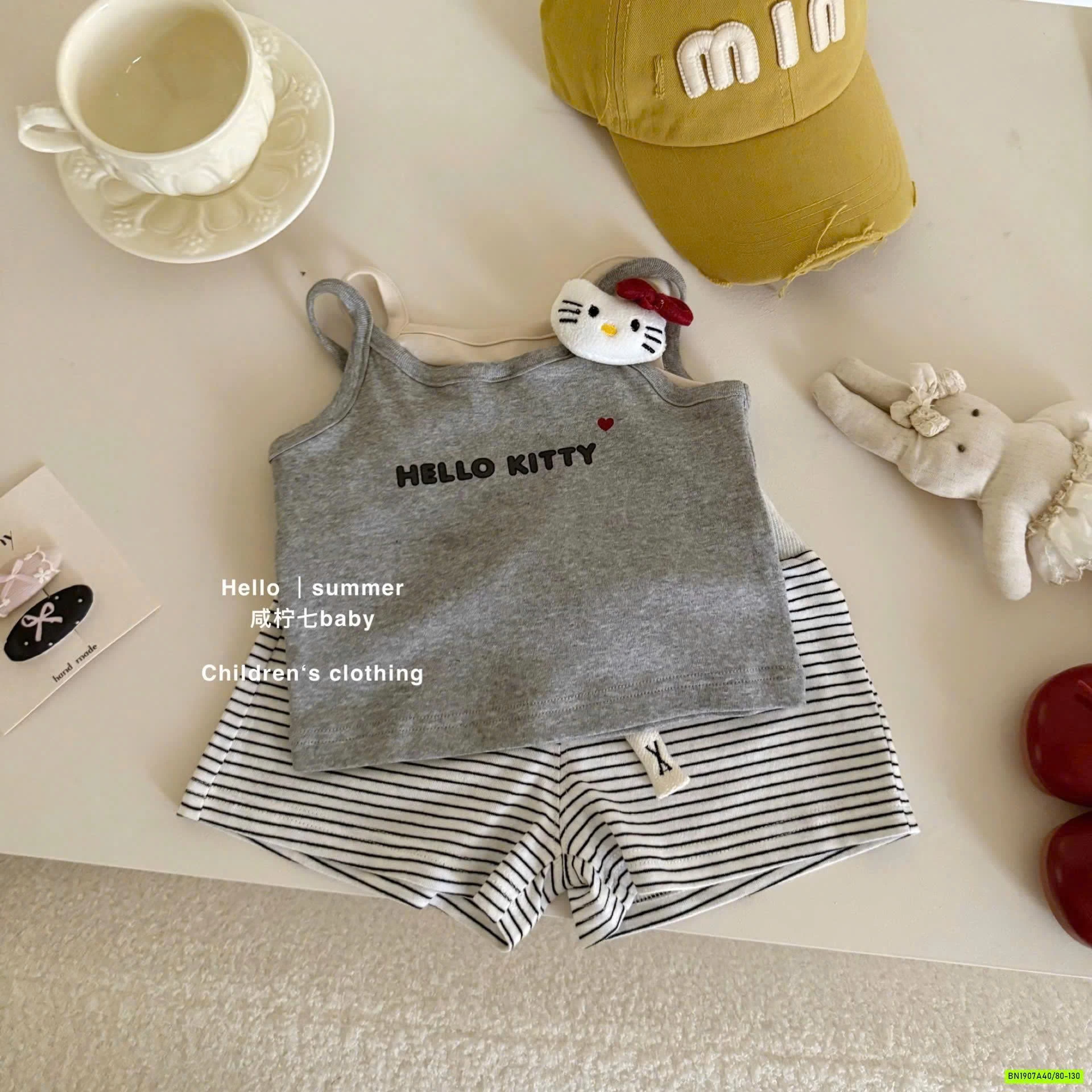 SÉT 2 DÂY QUẦN KẺ KITTY