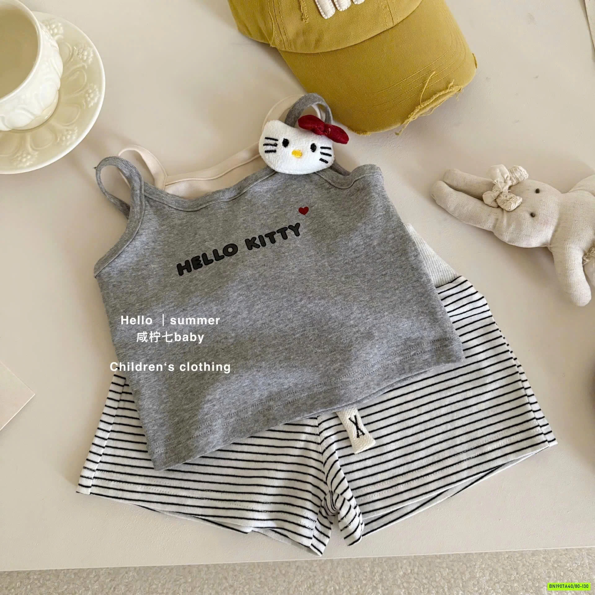 SÉT 2 DÂY QUẦN KẺ KITTY