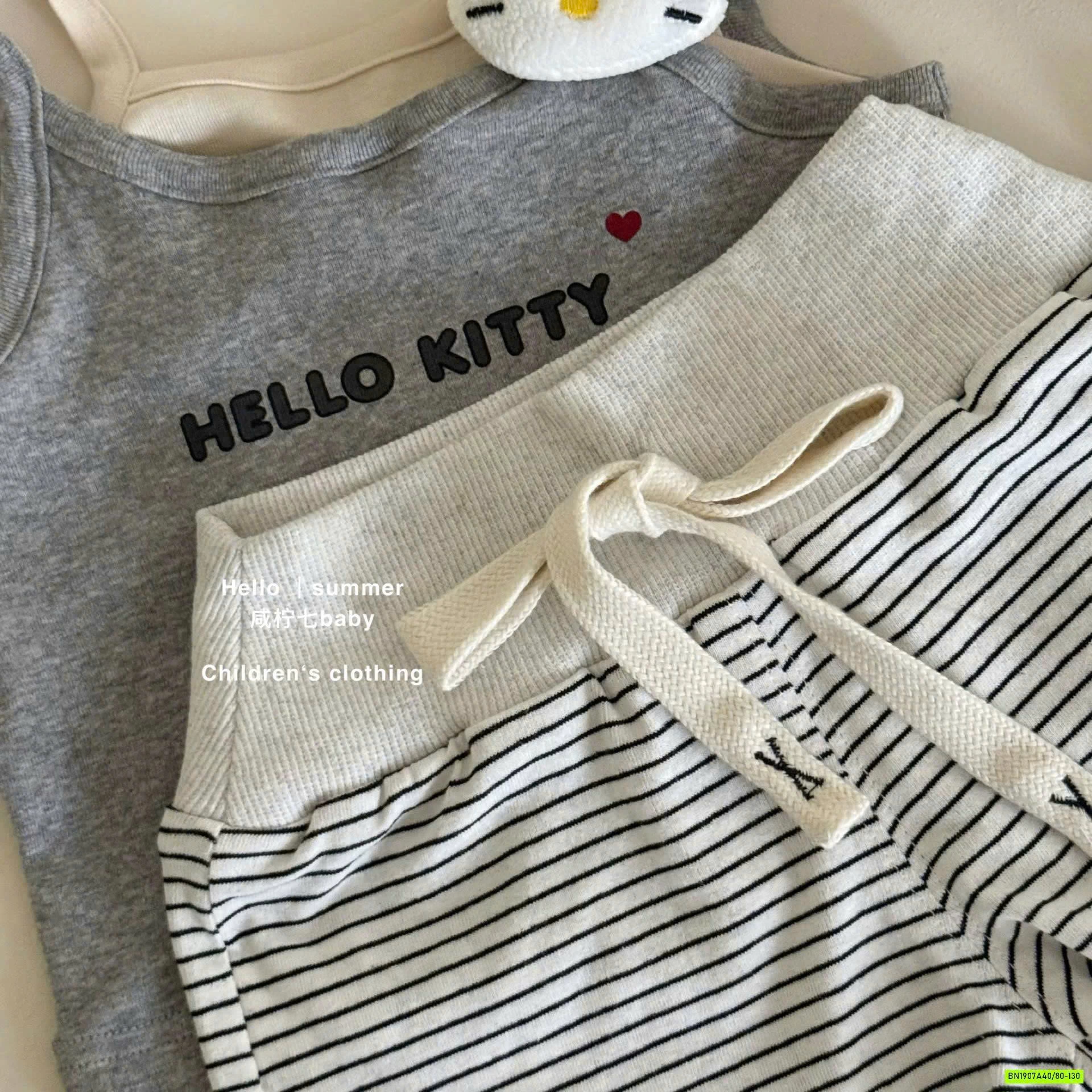 SÉT 2 DÂY QUẦN KẺ KITTY