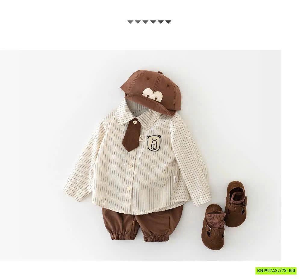 SET ÁO SƠ MI KẺ MIX QUẦN BO GẤU BT