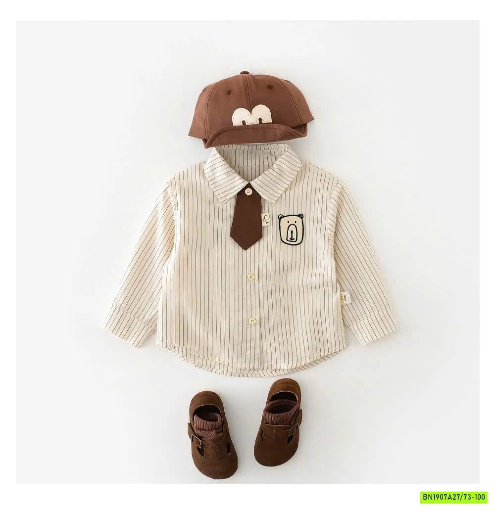 SET ÁO SƠ MI KẺ MIX QUẦN BO GẤU BT