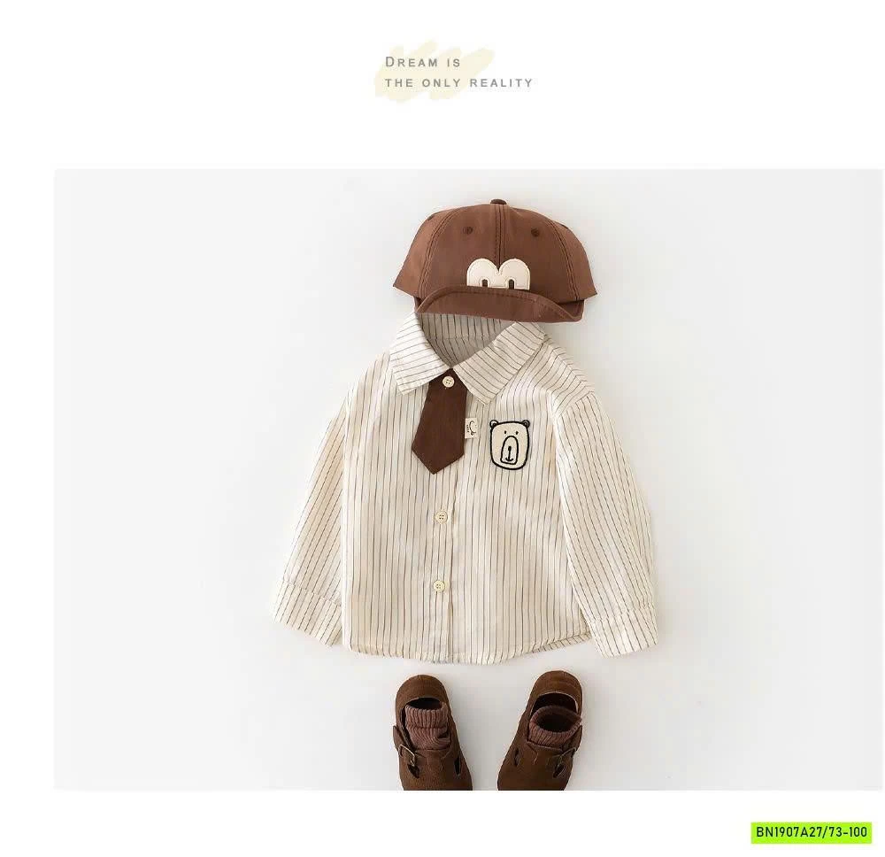 SET ÁO SƠ MI KẺ MIX QUẦN BO GẤU BT