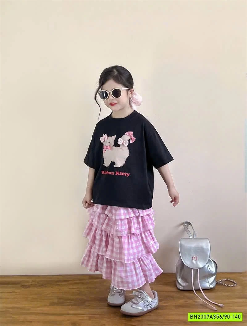 ÁO THUN MÈO MIX CV HỒNG