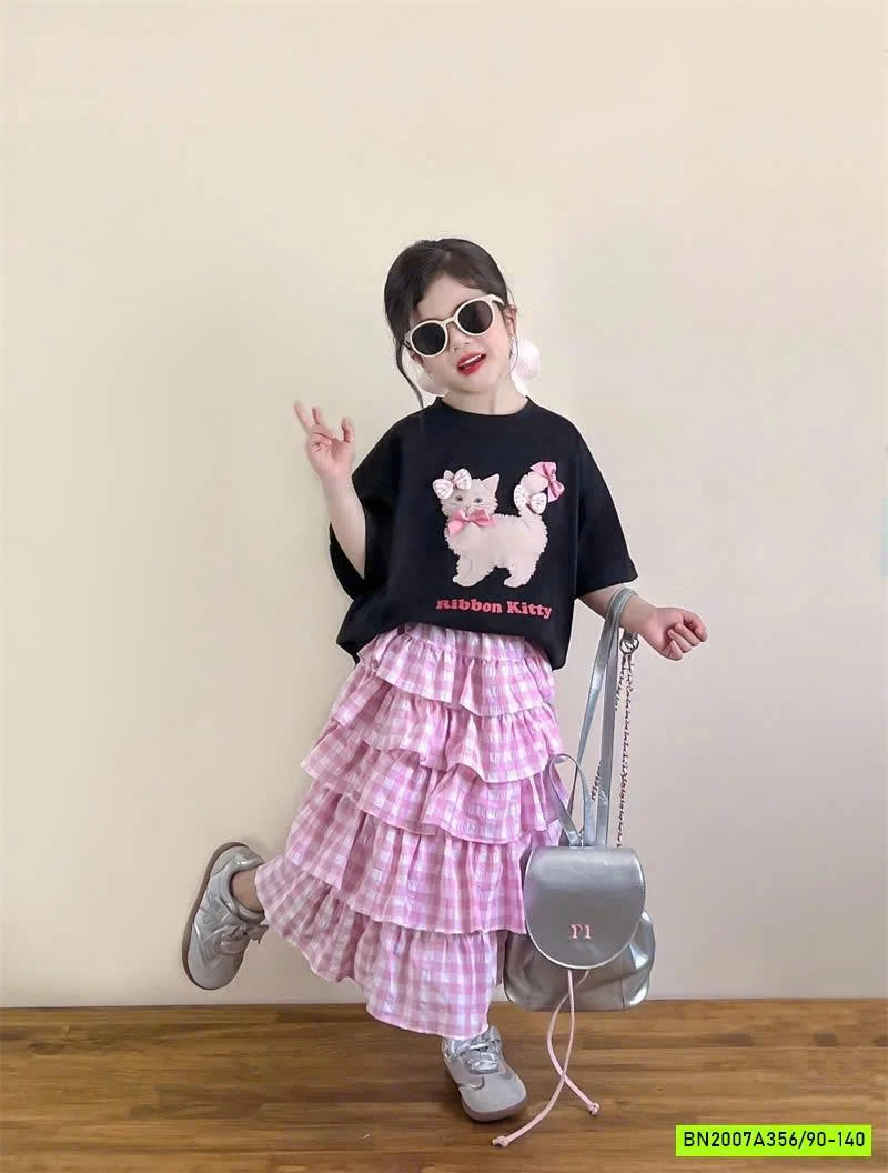 ÁO THUN MÈO MIX CV HỒNG