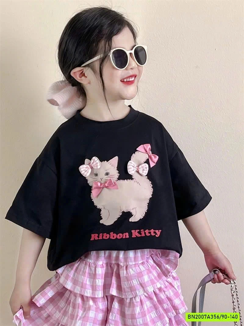 ÁO THUN MÈO MIX CV HỒNG