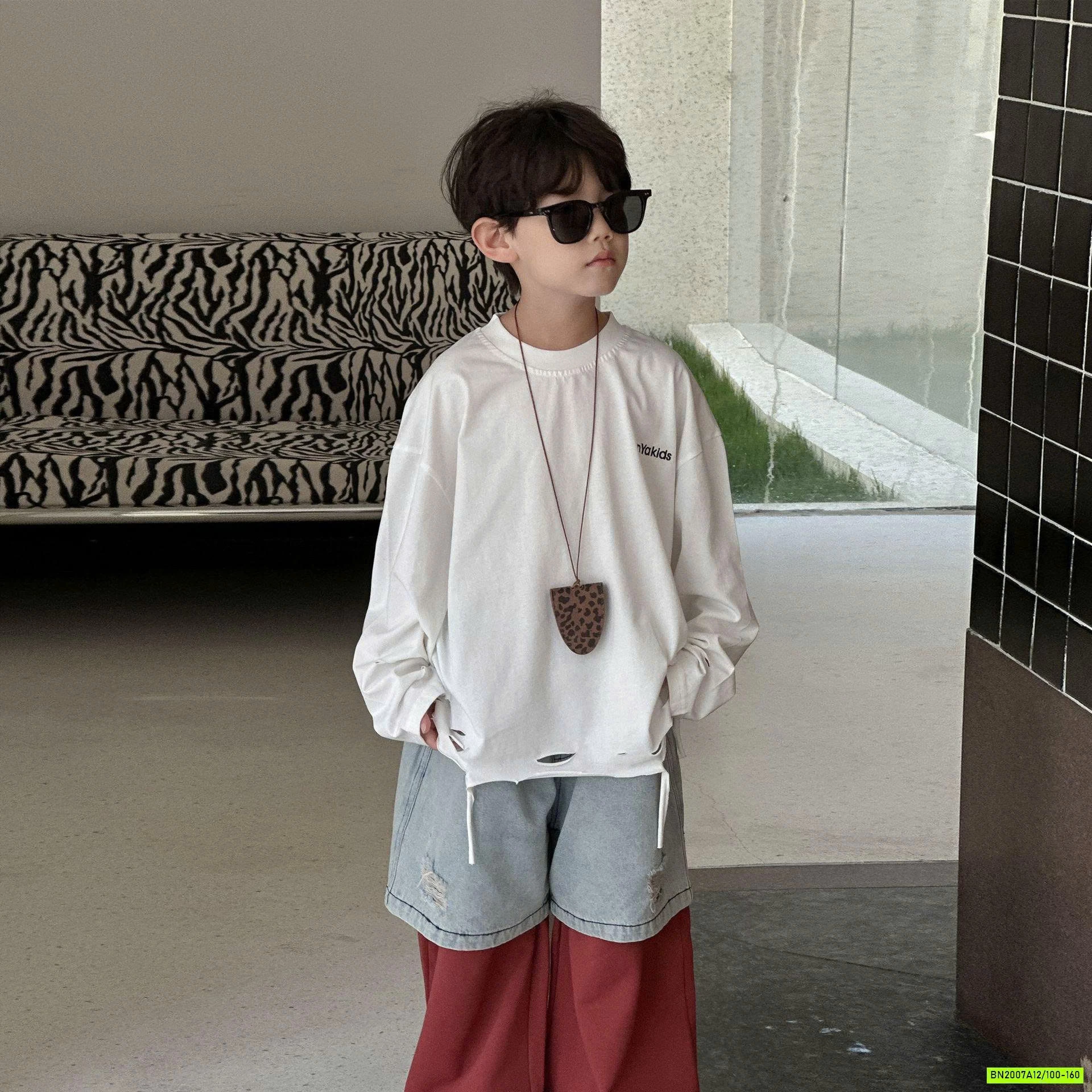 ÁO THUN TRƠN RÁCH GẤU DÀI TAY