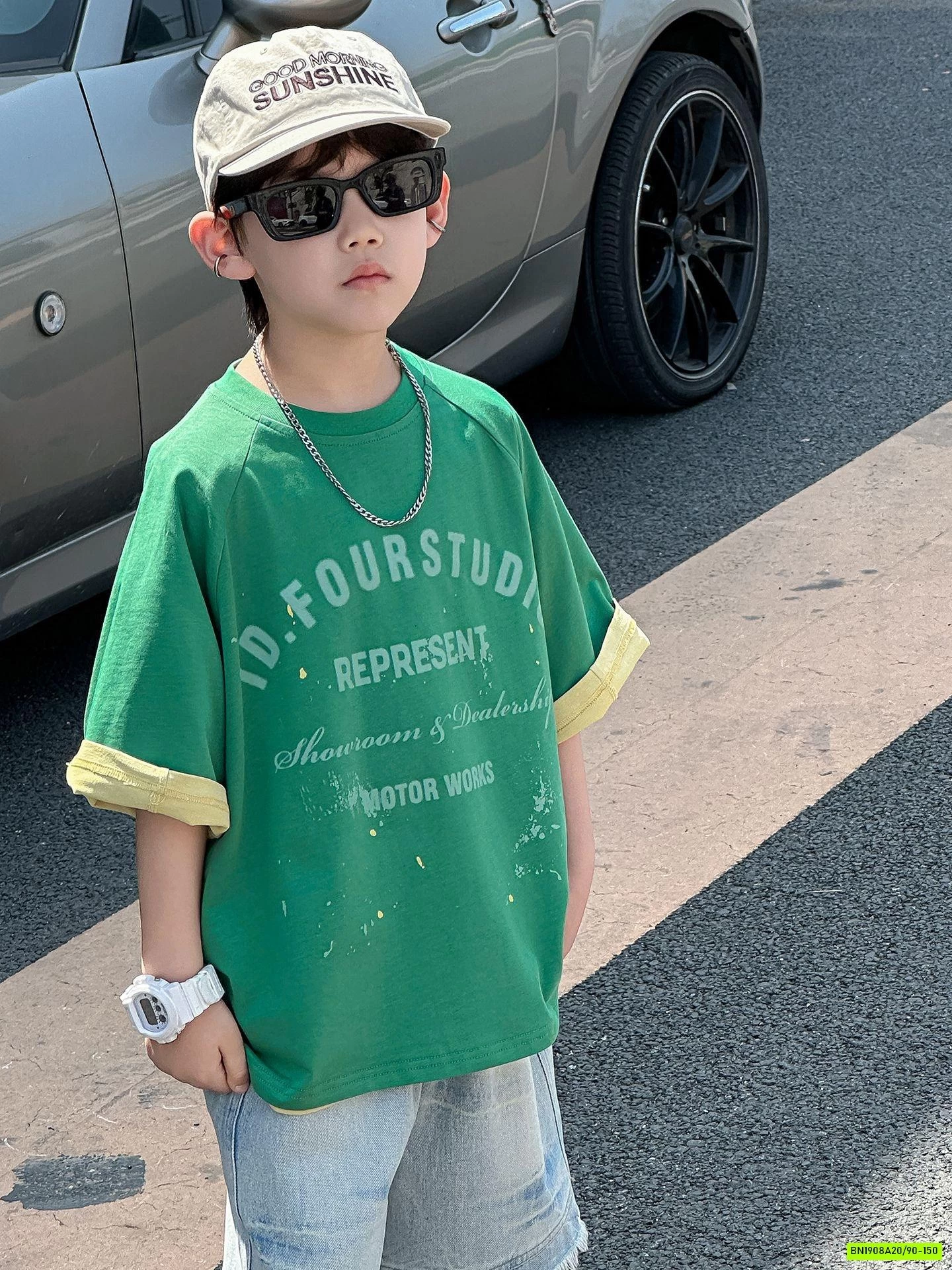 ÁO THUN XANH IN CHỮ