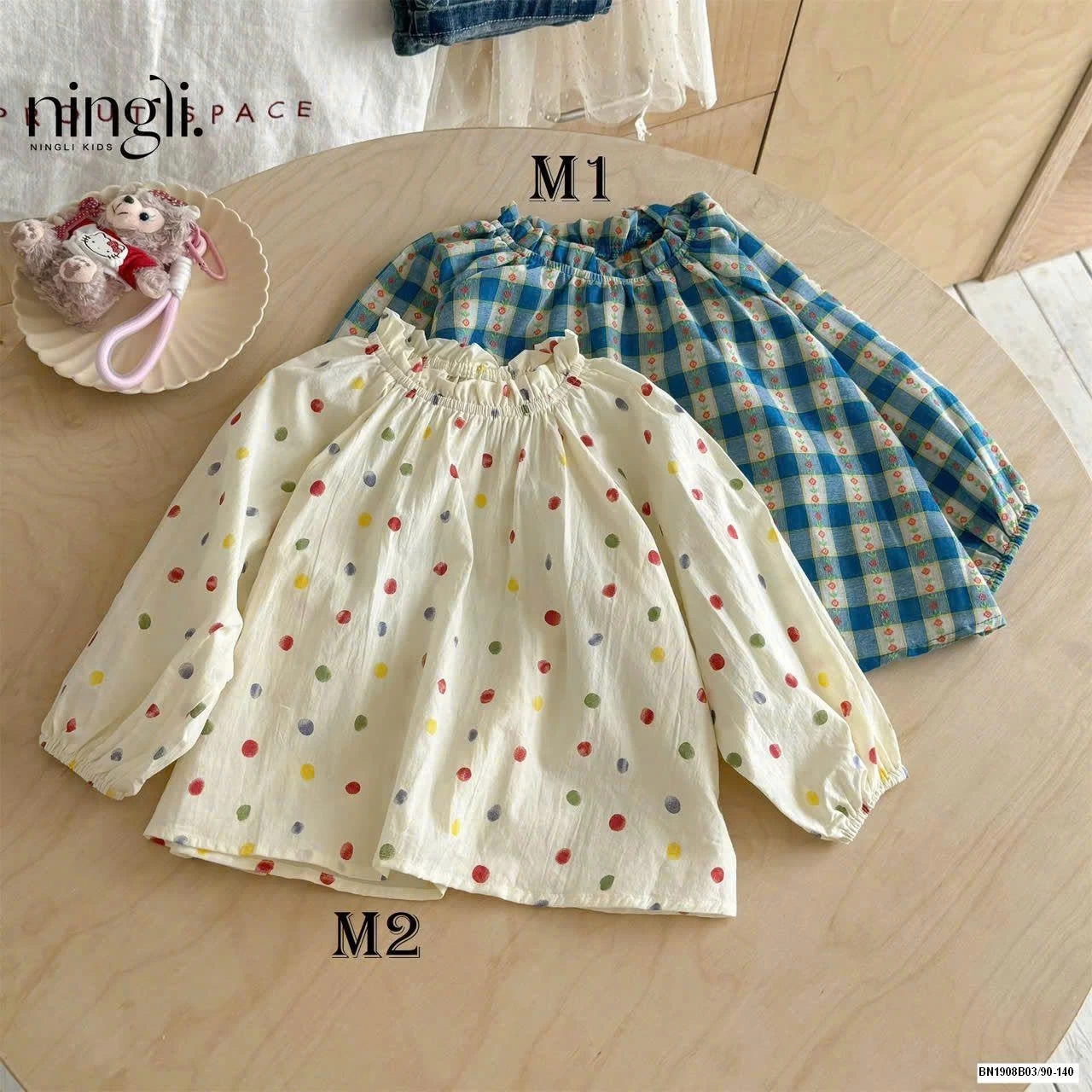 ÁO DÀI TAY HỌA TIẾT BÉ GÁI N.I.N.G.L.I