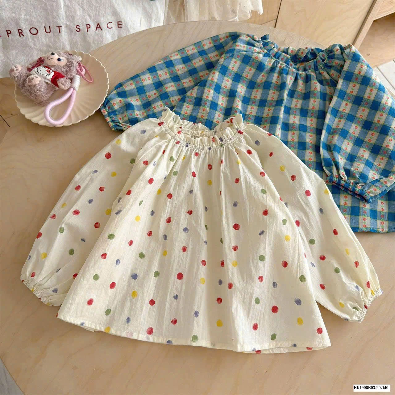 ÁO DÀI TAY HỌA TIẾT BÉ GÁI N.I.N.G.L.I