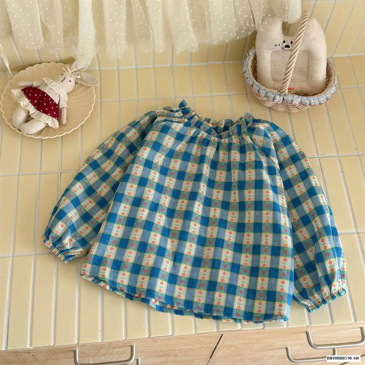 ÁO DÀI TAY HỌA TIẾT BÉ GÁI N.I.N.G.L.I