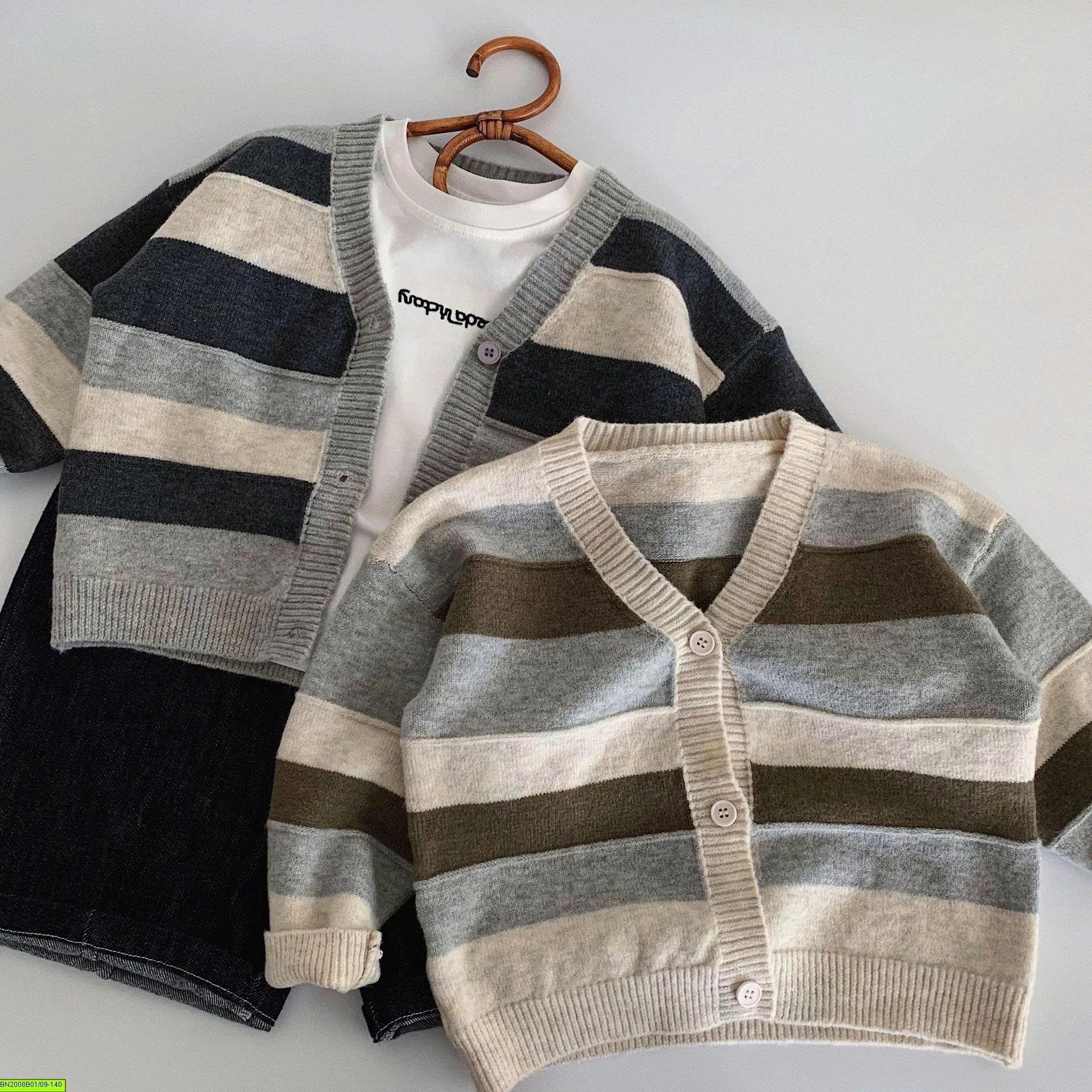ÁO LEN CARDIGAN KẺ NGANG