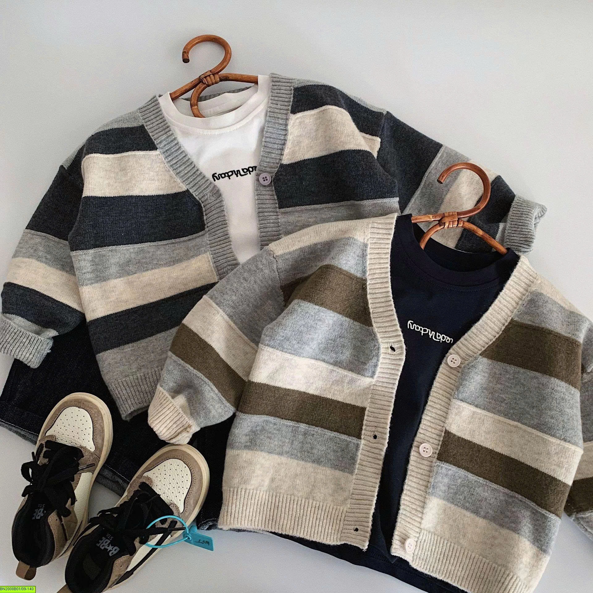 ÁO LEN CARDIGAN KẺ NGANG