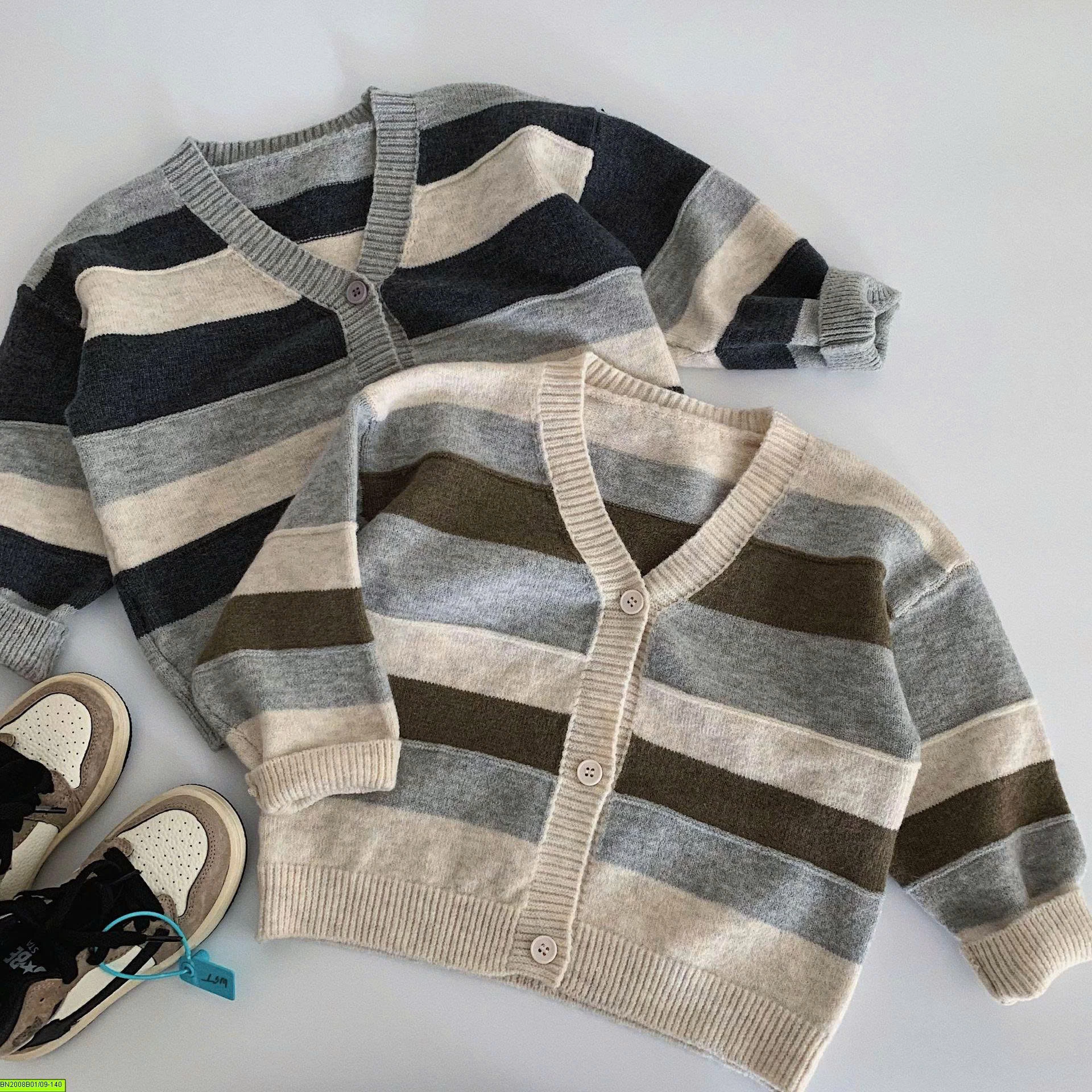 ÁO LEN CARDIGAN KẺ NGANG