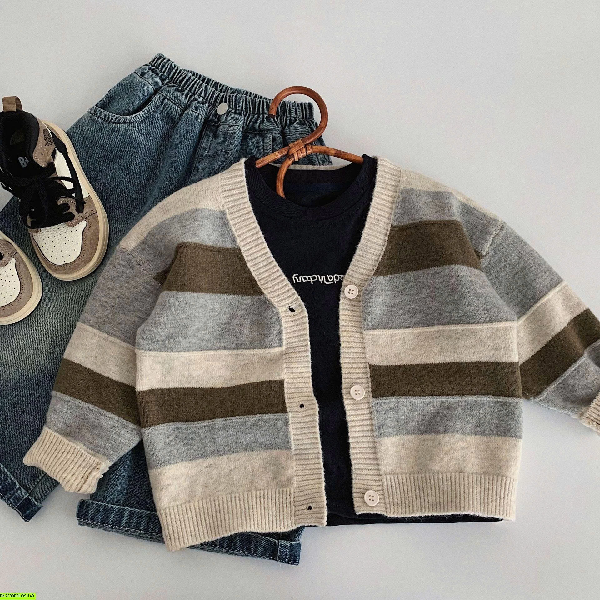 ÁO LEN CARDIGAN KẺ NGANG