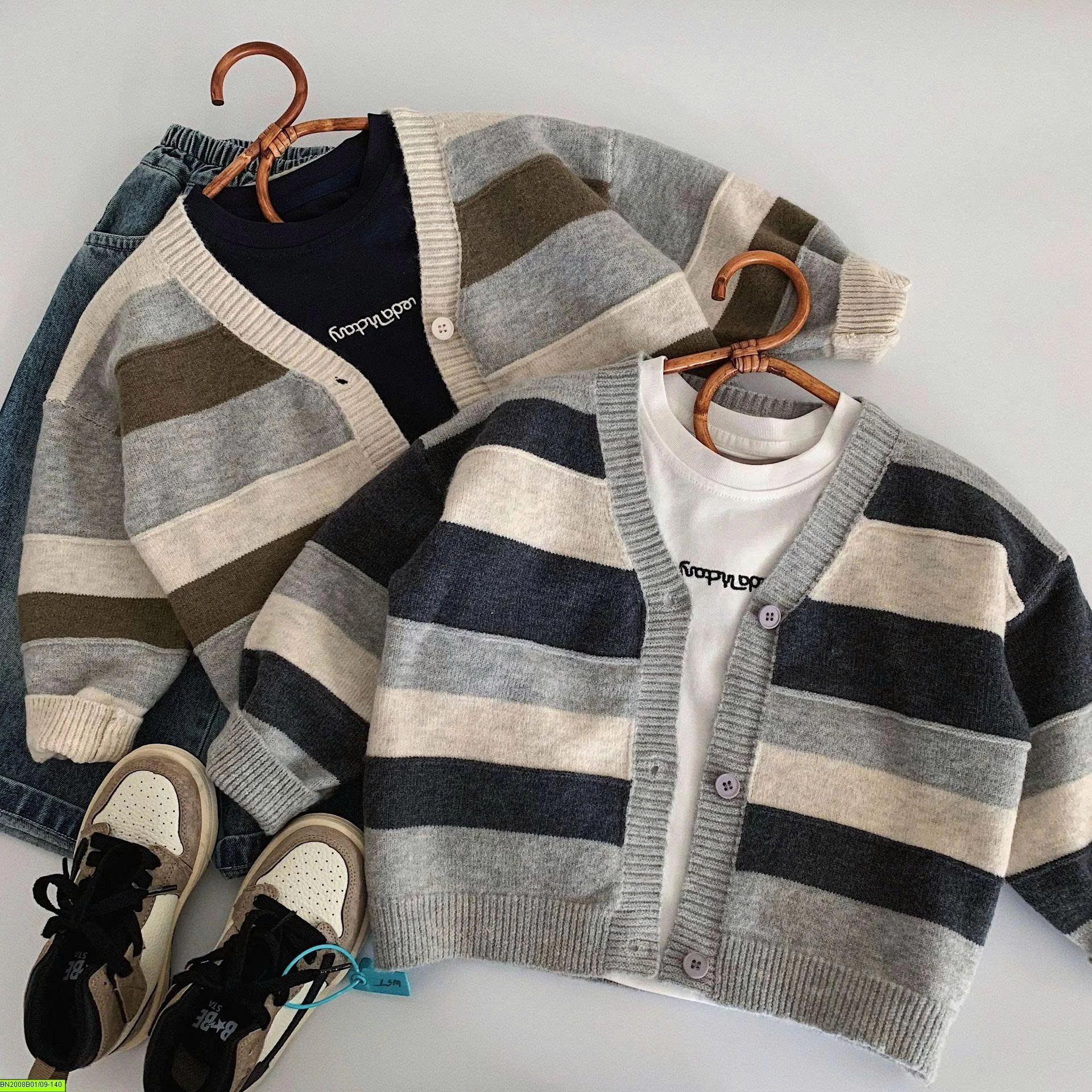 ÁO LEN CARDIGAN KẺ NGANG