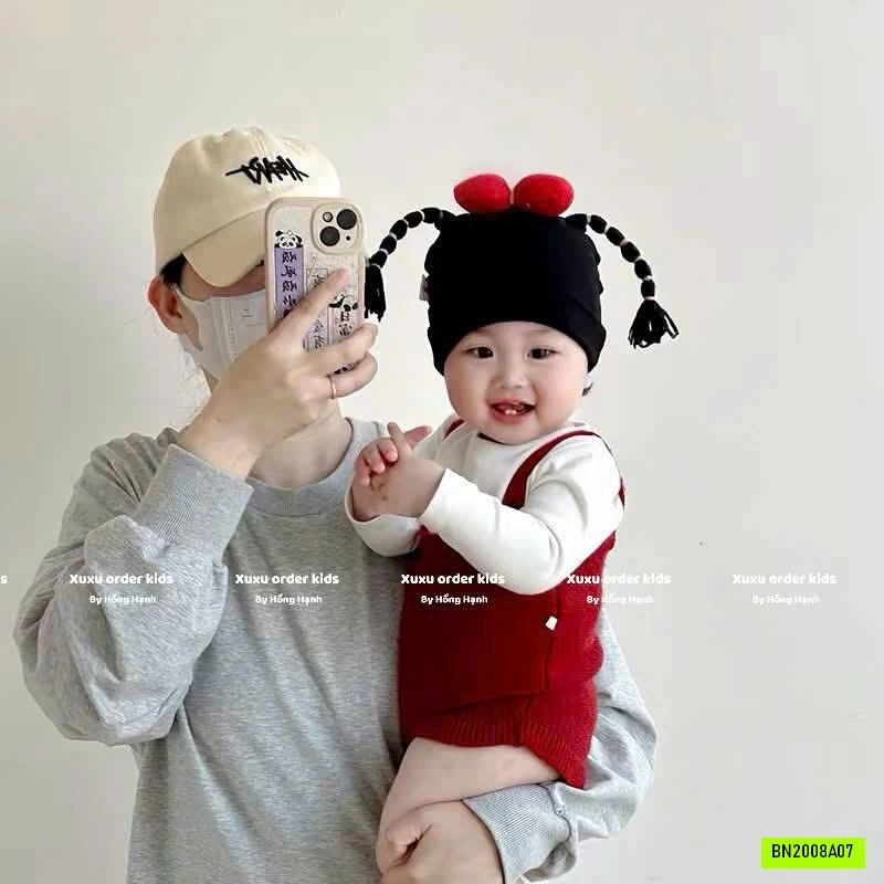 MŨ COTTON GIẢ TÓC TẾT ĐUÔI SAM