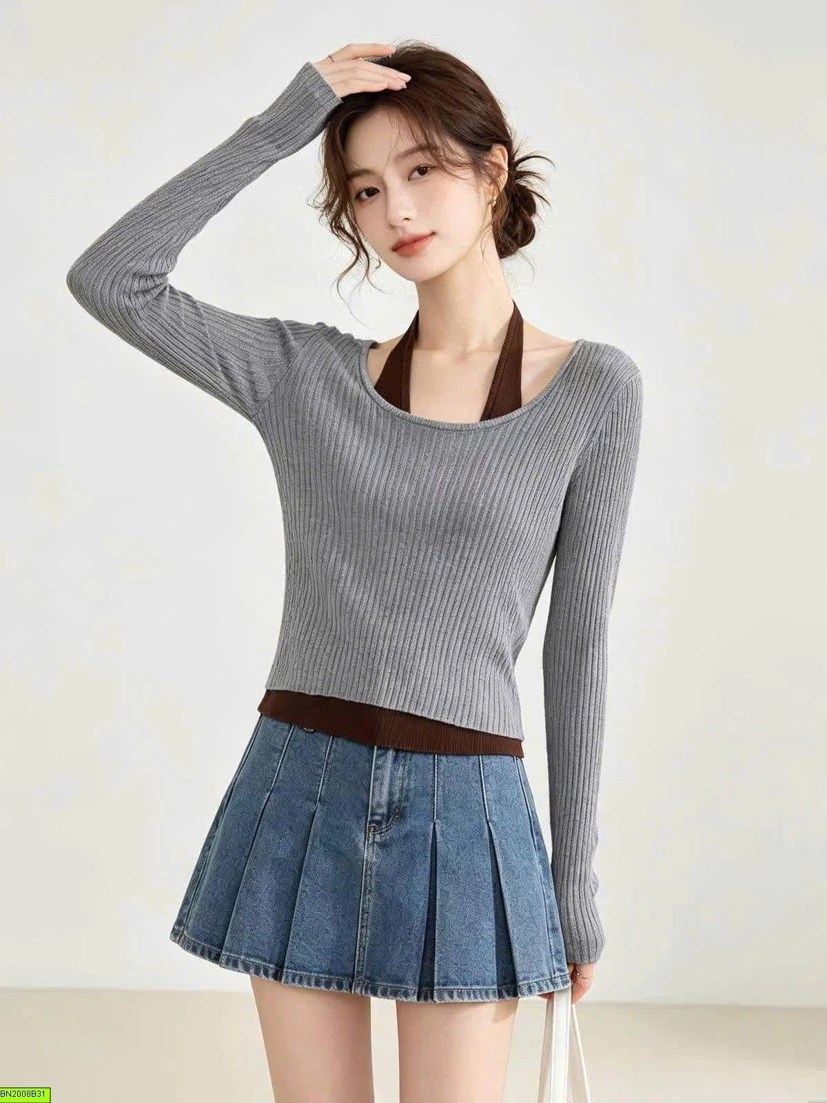 ÁO THUN GÂN 2 LỚP CÁCH ĐIỆU ANNA