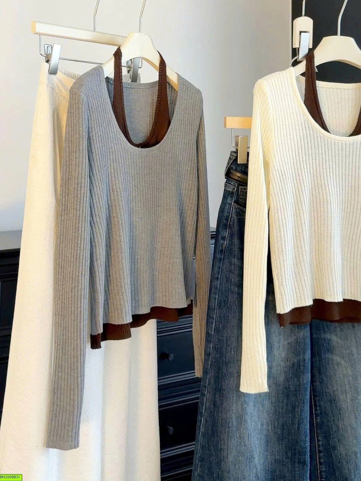 ÁO THUN GÂN 2 LỚP CÁCH ĐIỆU ANNA