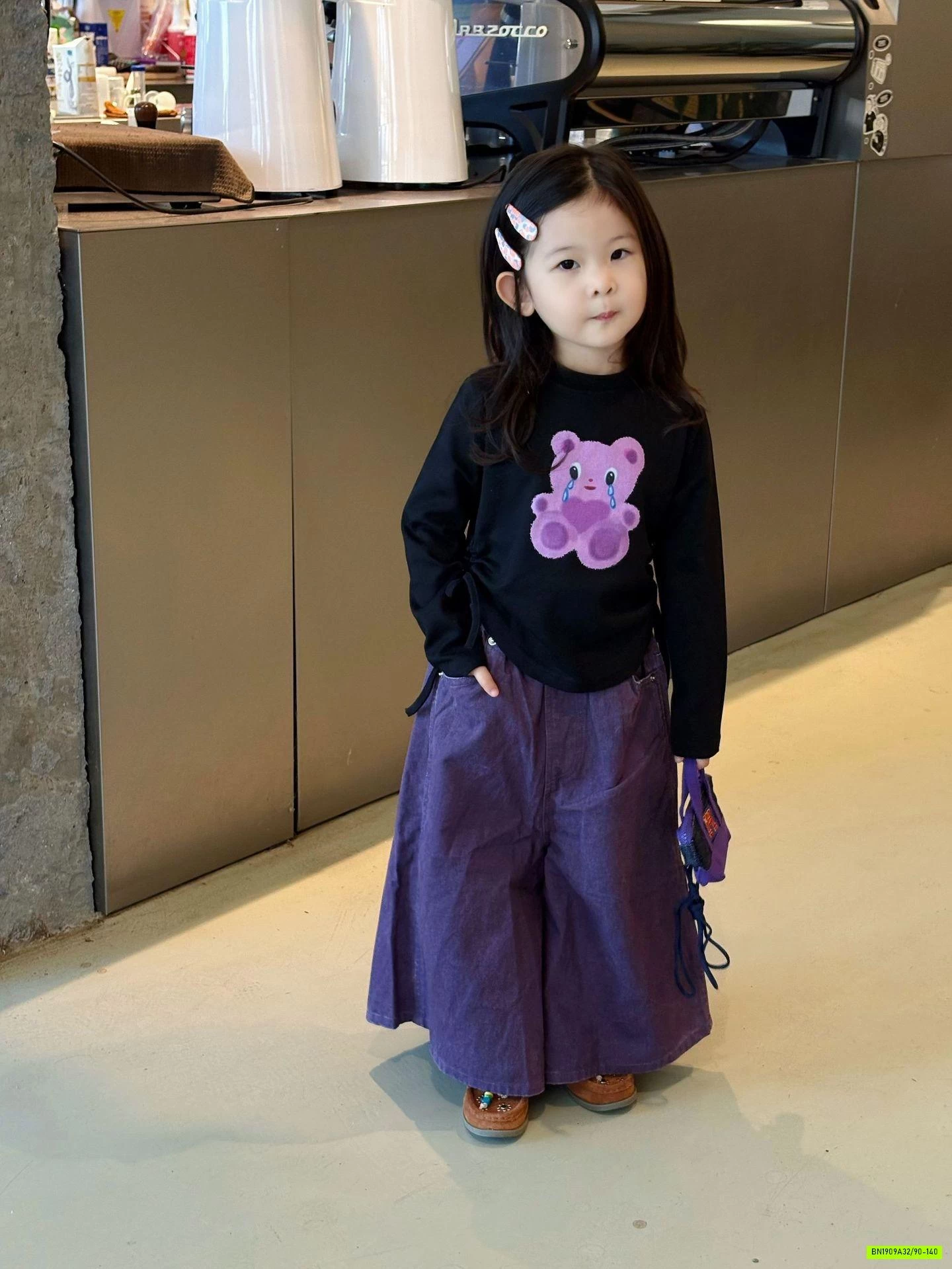 ÁO GẤU MIX QUẦN TÍM ỐNG RỘNG