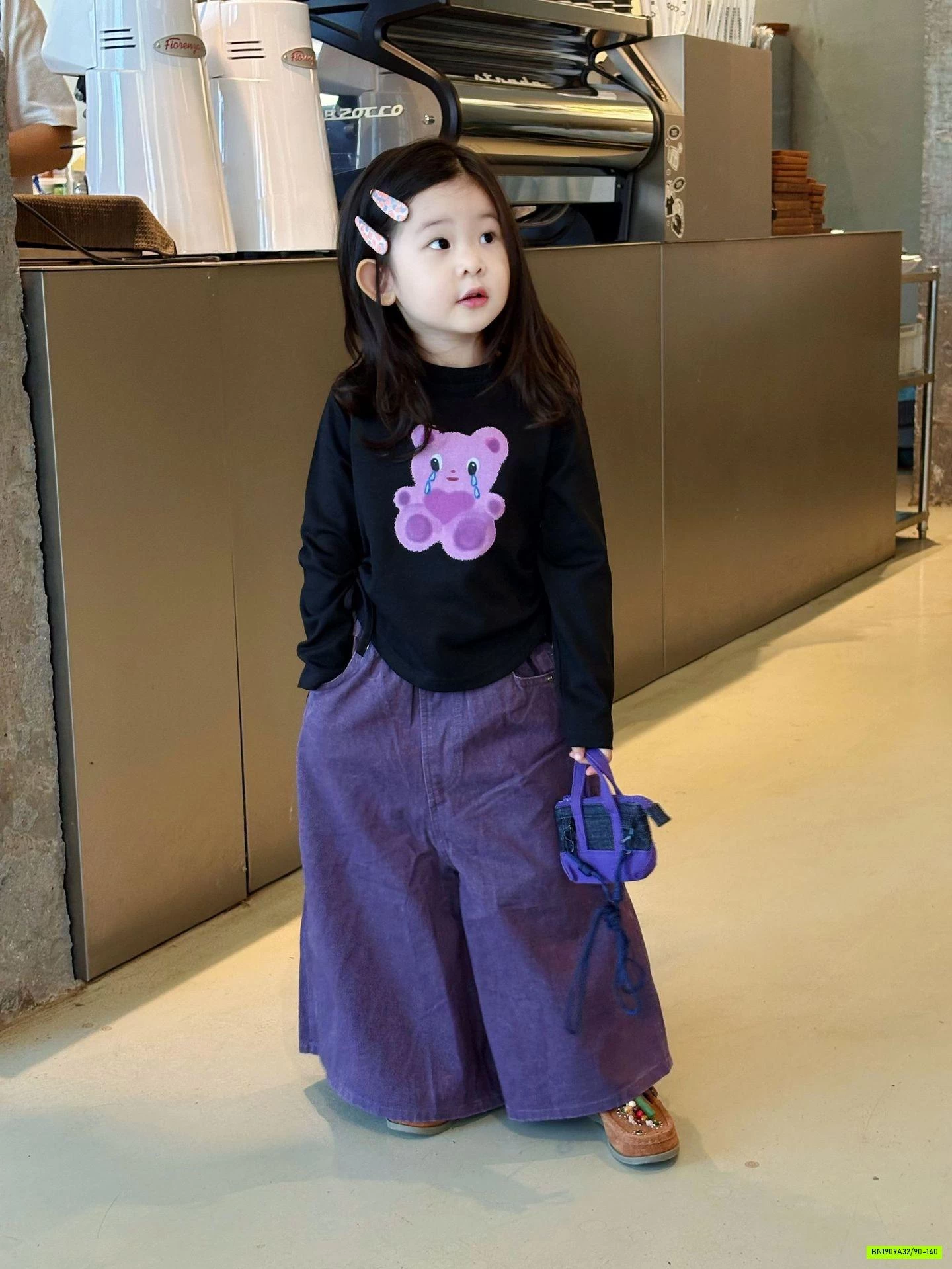 ÁO GẤU MIX QUẦN TÍM ỐNG RỘNG